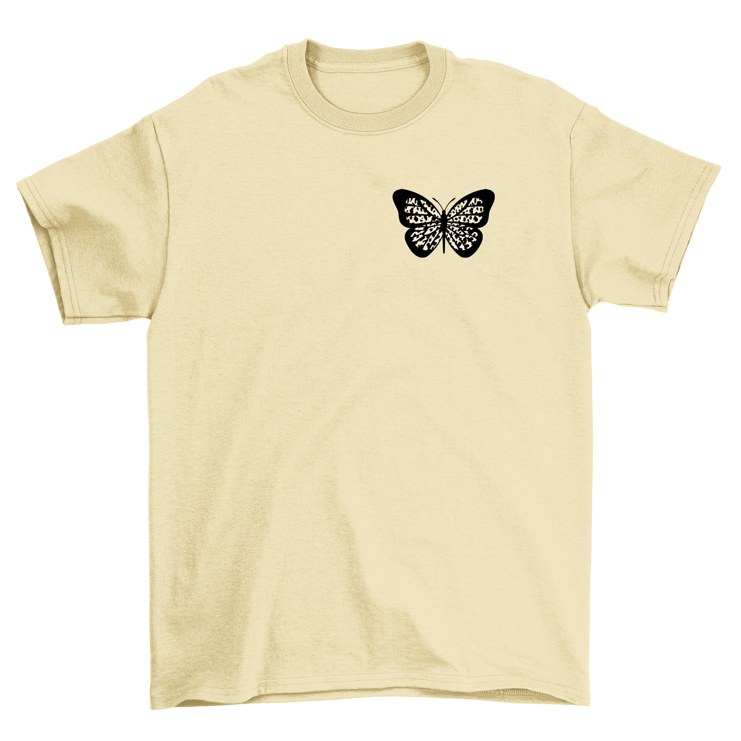 BZ15 Women's LEOPARD PRINT POCKET BUTTERFLY Butter T-Shirt