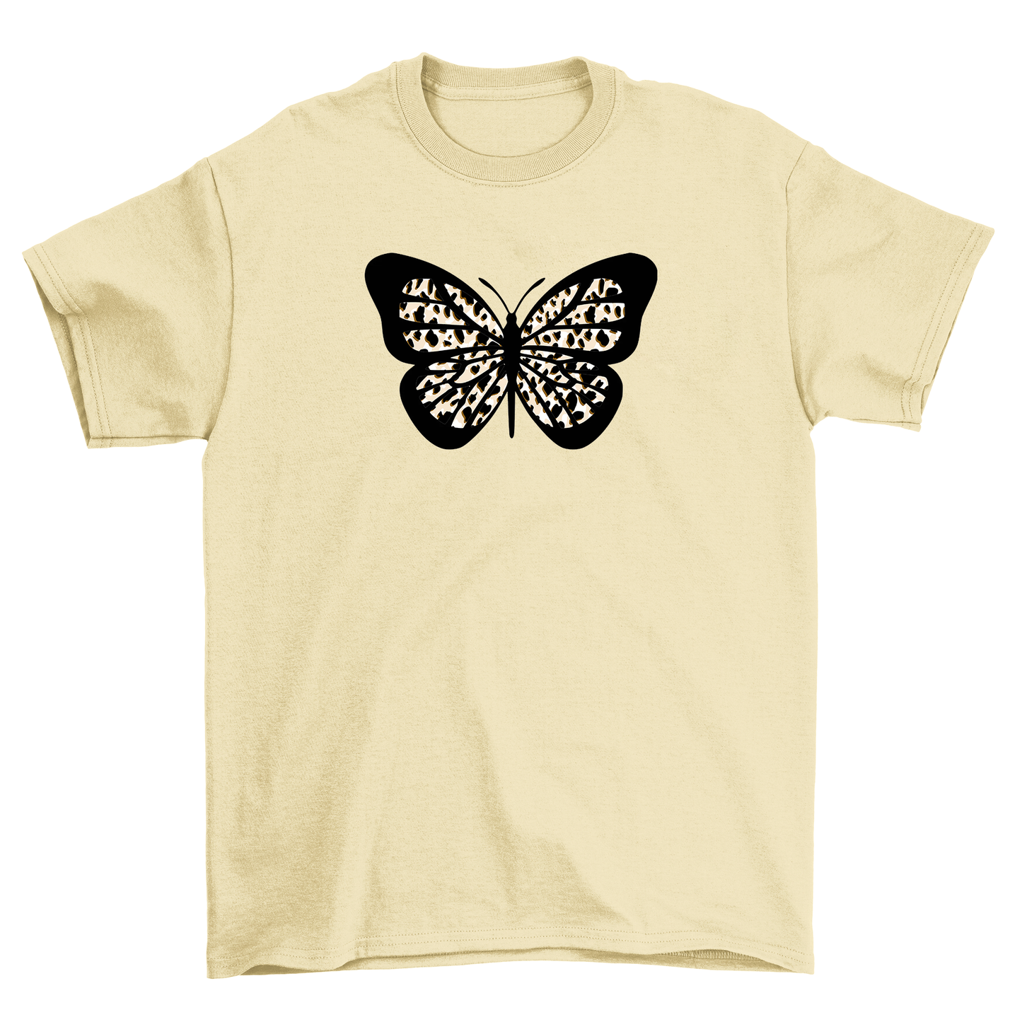BZ06 Women's LEOPARD PRINT BUTTERFLY Butter T-Shirt