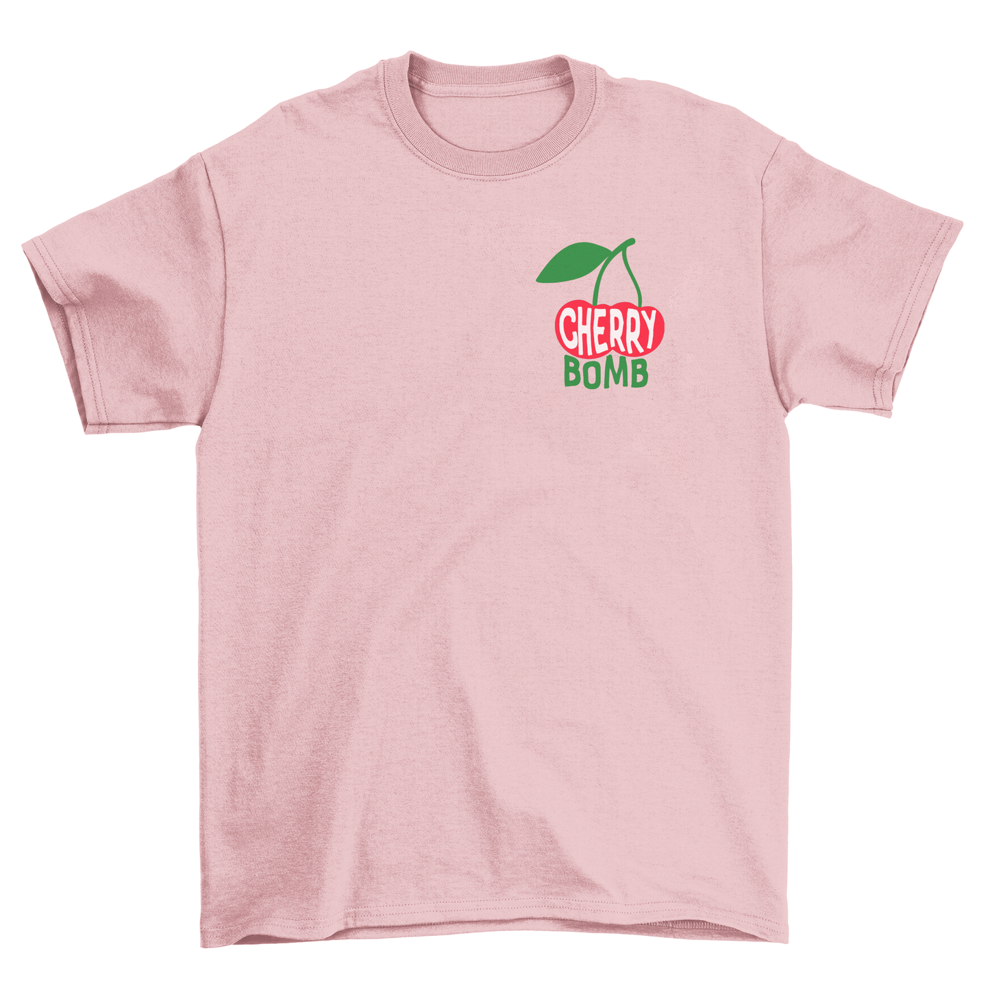 BZ05 Women's CHERRY BOMB Front and Back Print Regular Fit T-Shirt