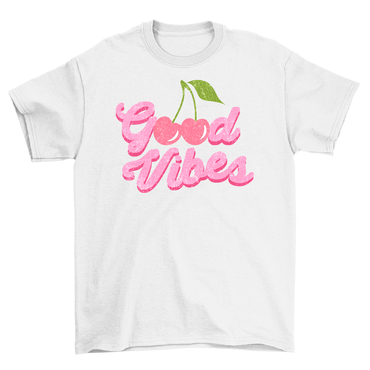 BZ04 Women's GOOD VIBES Black or White Regular Fit T-Shirt