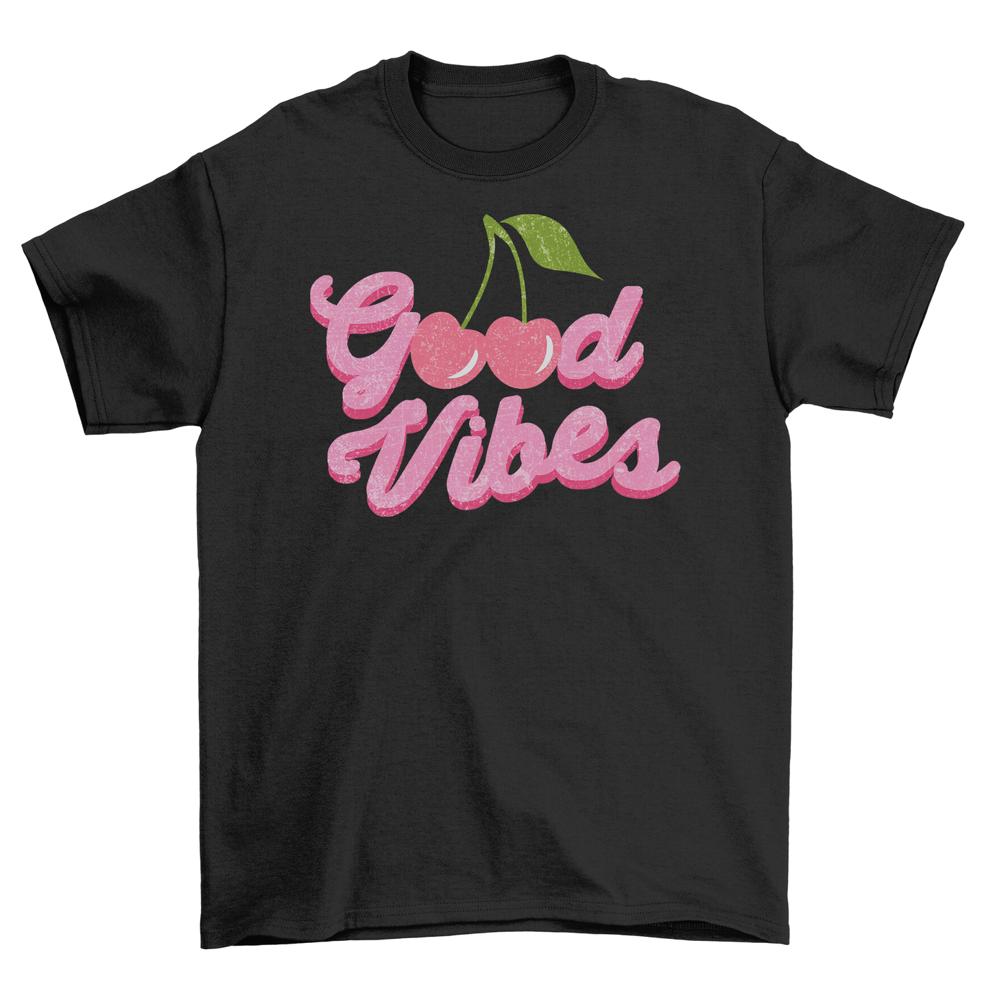 BZ04 Women's GOOD VIBES Black or White Regular Fit T-Shirt