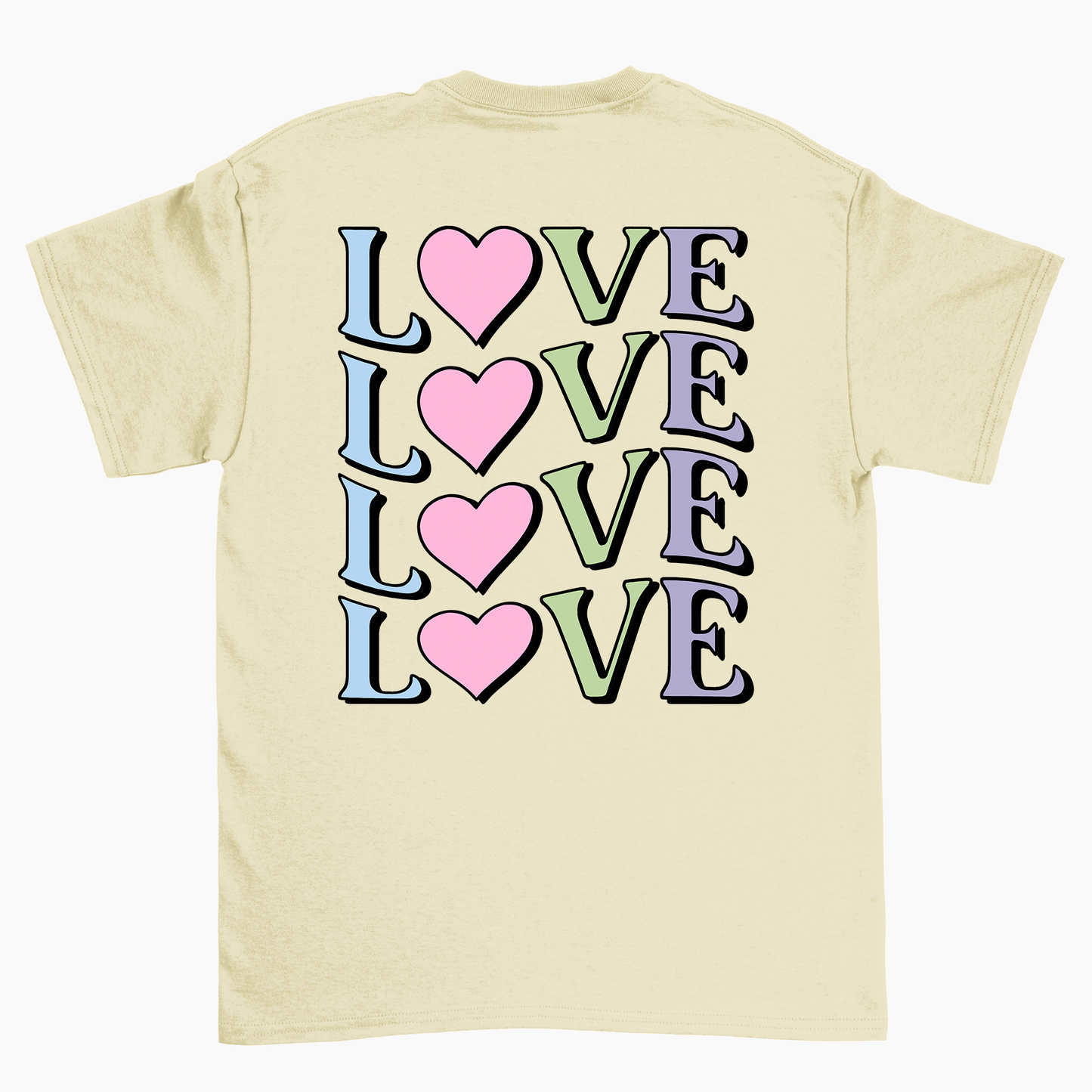 BZ08 Women's LOVE Front and Back Regular Fit Yellow T-Shirt
