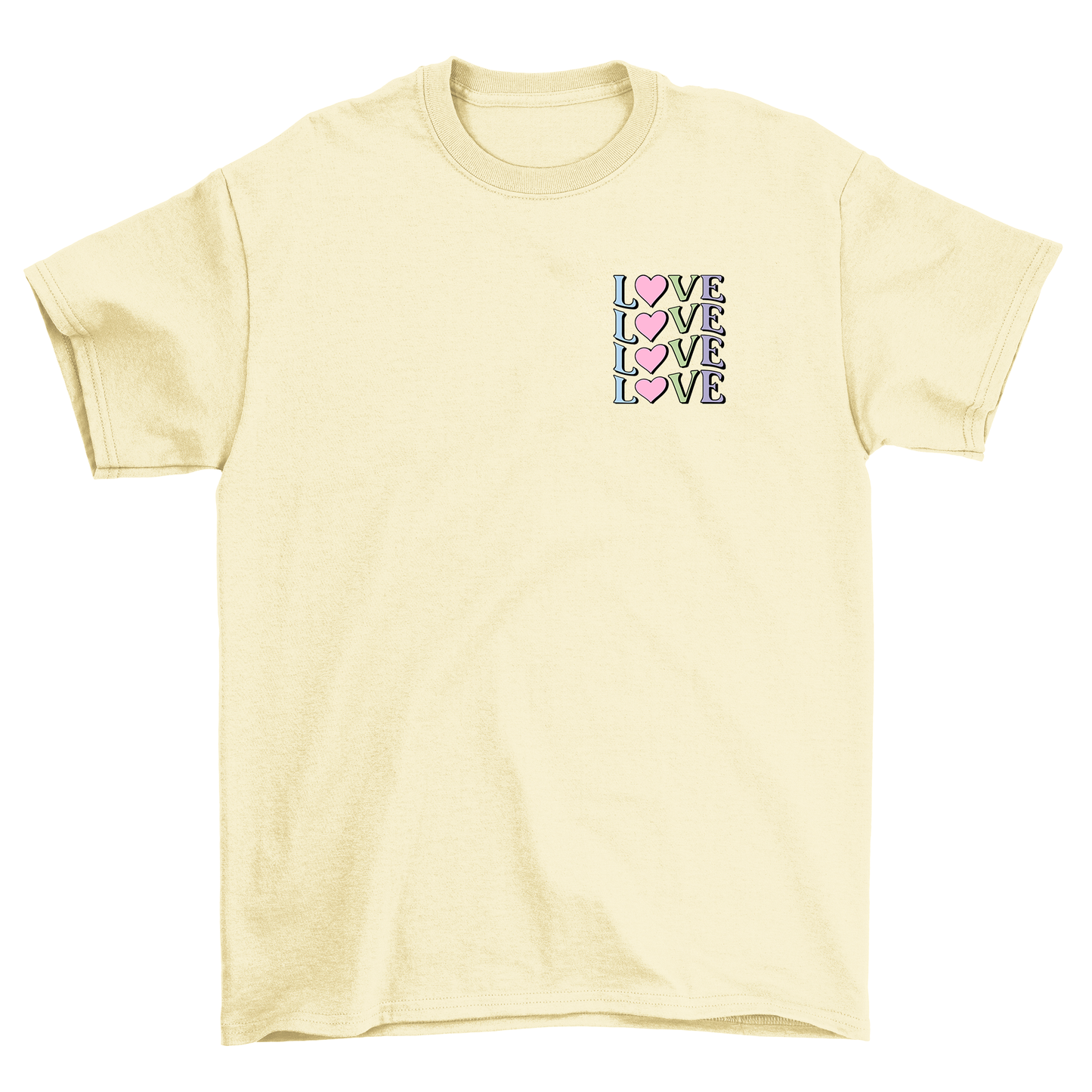BZ08 Women's LOVE Front and Back Regular Fit Yellow T-Shirt