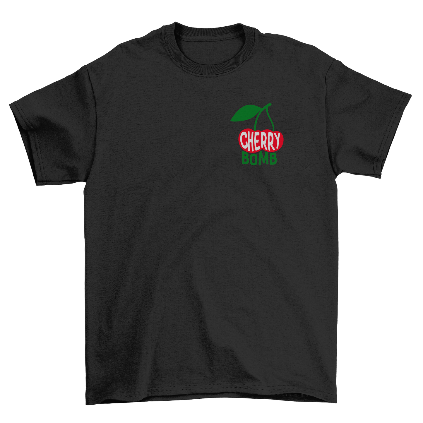 BZ05 Women's CHERRY BOMB Front and Back Print Regular Fit T-Shirt