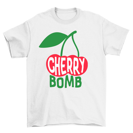 BZ05 Women's CHERRY BOMB Pink or White Regular Fit T-Shirt