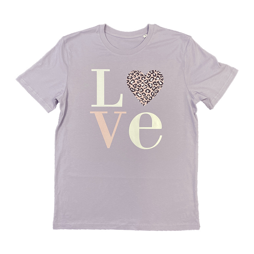 BZ03 Women's LOVE With Silver Detailing Lavender T-Shirt