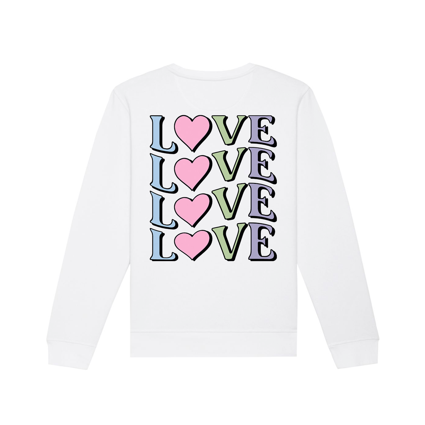 BZ16 Women's LOVE Front and Back Print Regular Fit Sweatshirt