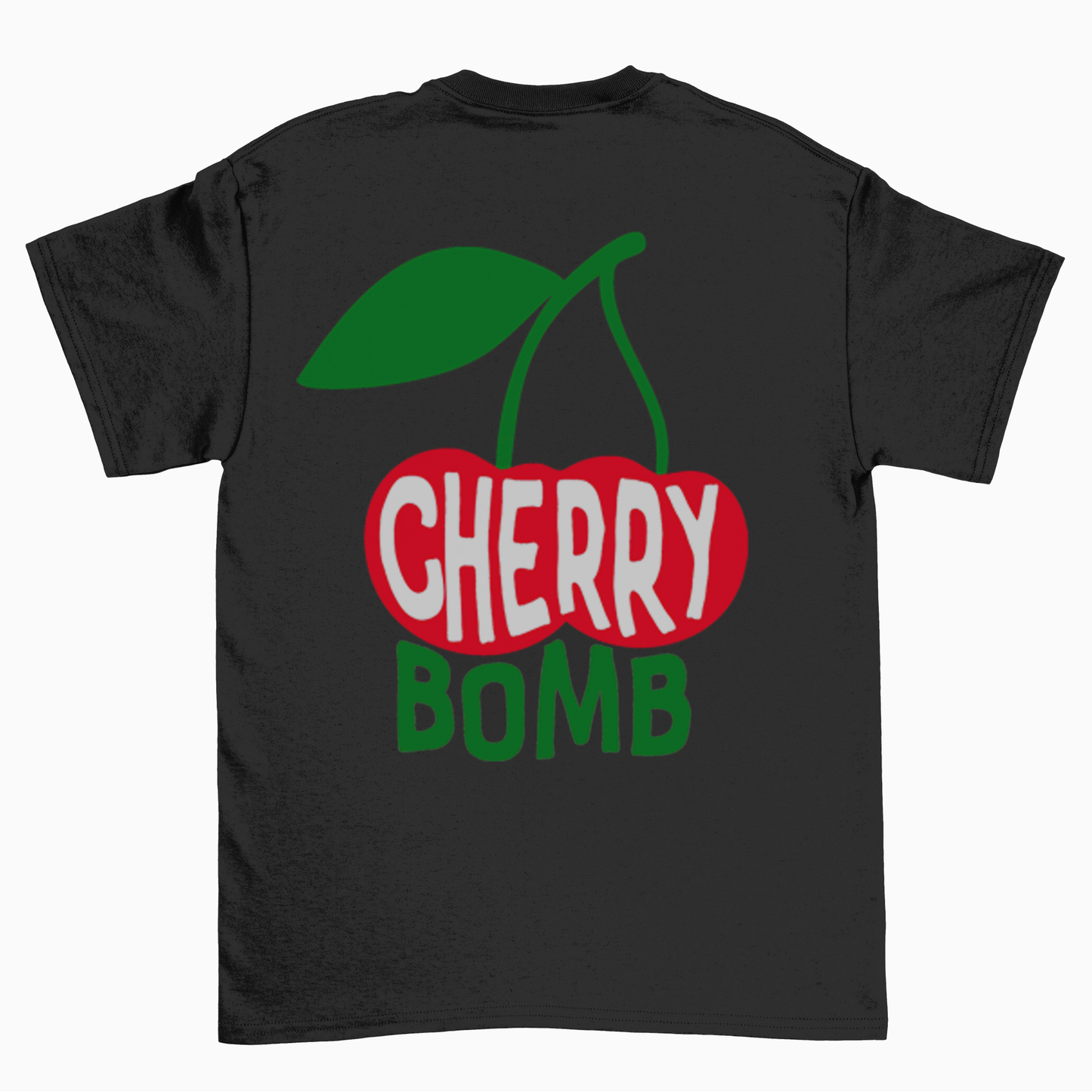 BZ05 Women's CHERRY BOMB Front and Back Print Regular Fit T-Shirt