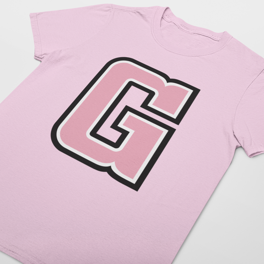 BZ13 Women's Personalised ALPHABET INITIAL Regular Fit Pink T-Shirt